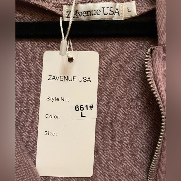 Z Avenue Hoodie with two side pockets. Finger ring pull with a two way zipper. - Picture 8 of 10